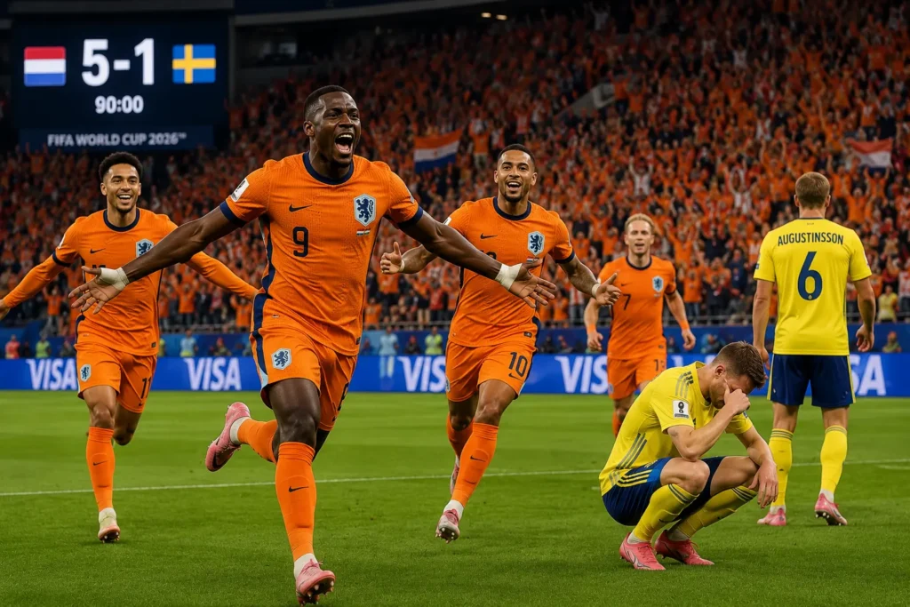 Nederländerna mot Sverige i fotbolls-VM 2026
