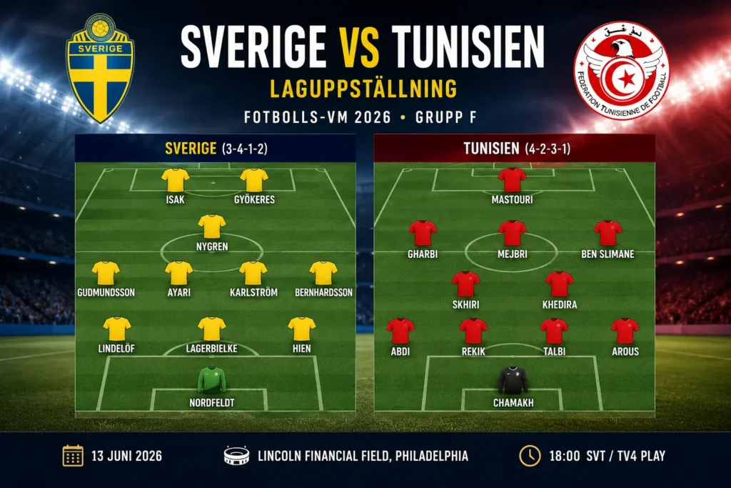 Sverige-Tunisien laguppställning